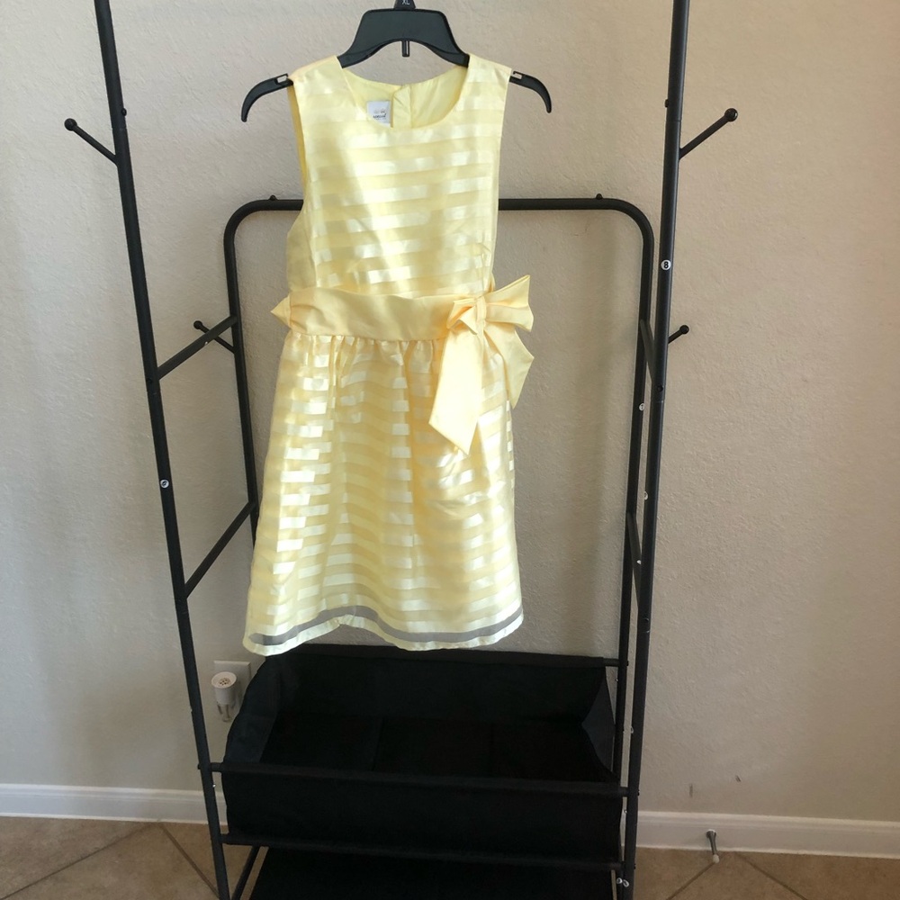 Elegant Yellow Striped Kids Dress with Bow